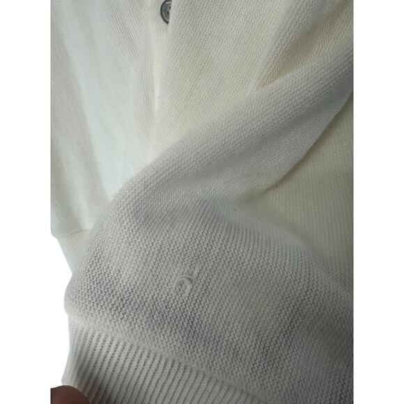 Izod Cardigan Men's Basic White Vintage Academia Preppy Button‎ Up Knit Medium - Picture 4 of 13